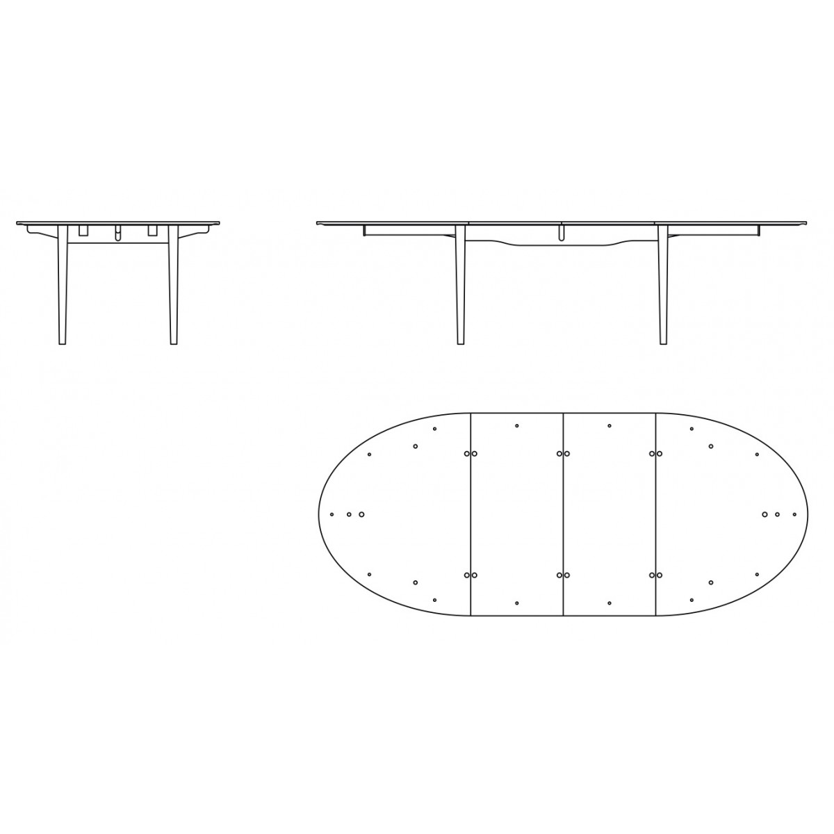 Petite Table Silver – avec incrustations en argent – 2 rallonges incluses