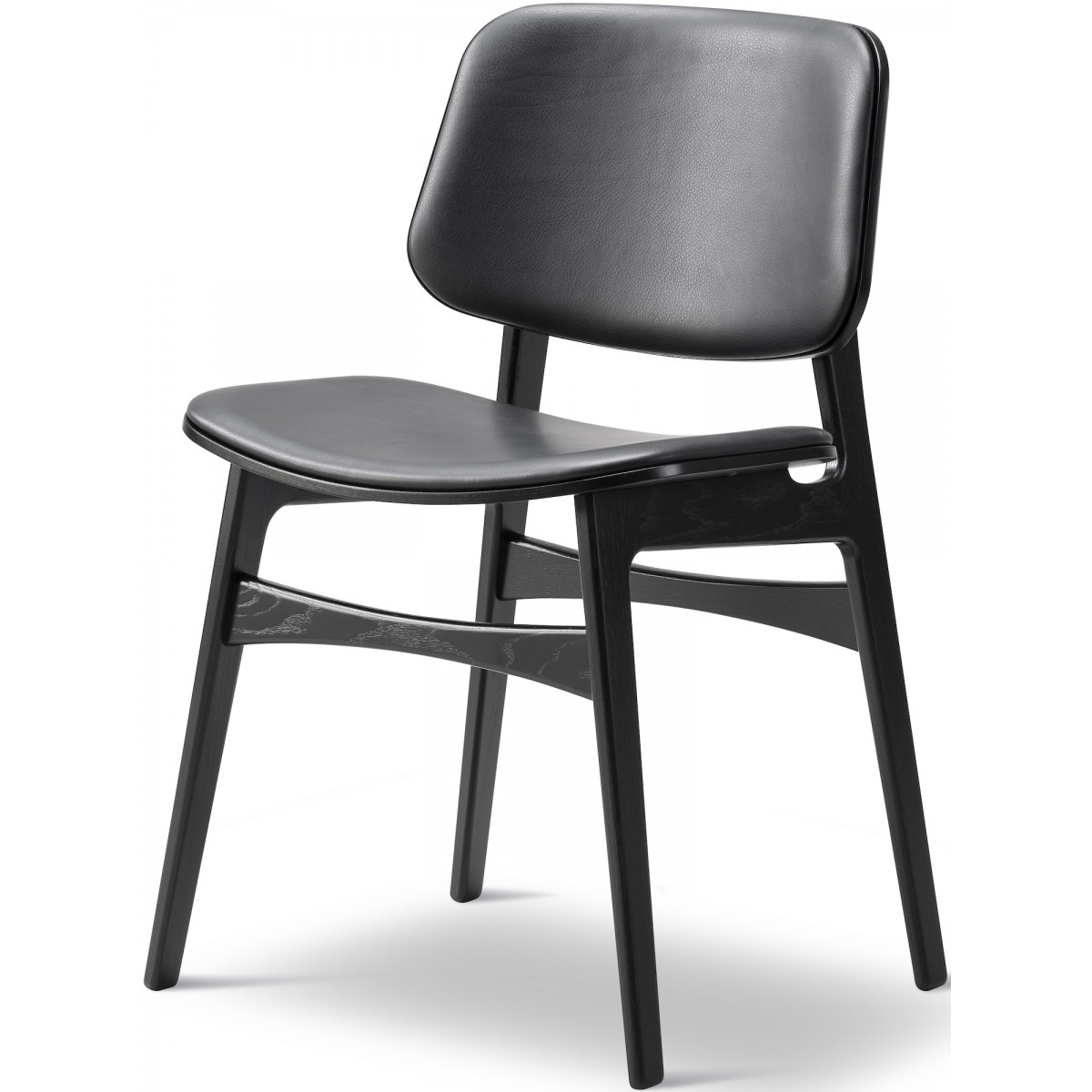 88 black Primo leather + black lacquered oak – front upholstered – 3052 Søborg chair