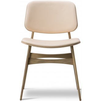 90 Vegeta leather + lacquered oak – front upholstered – 3052 Søborg chair