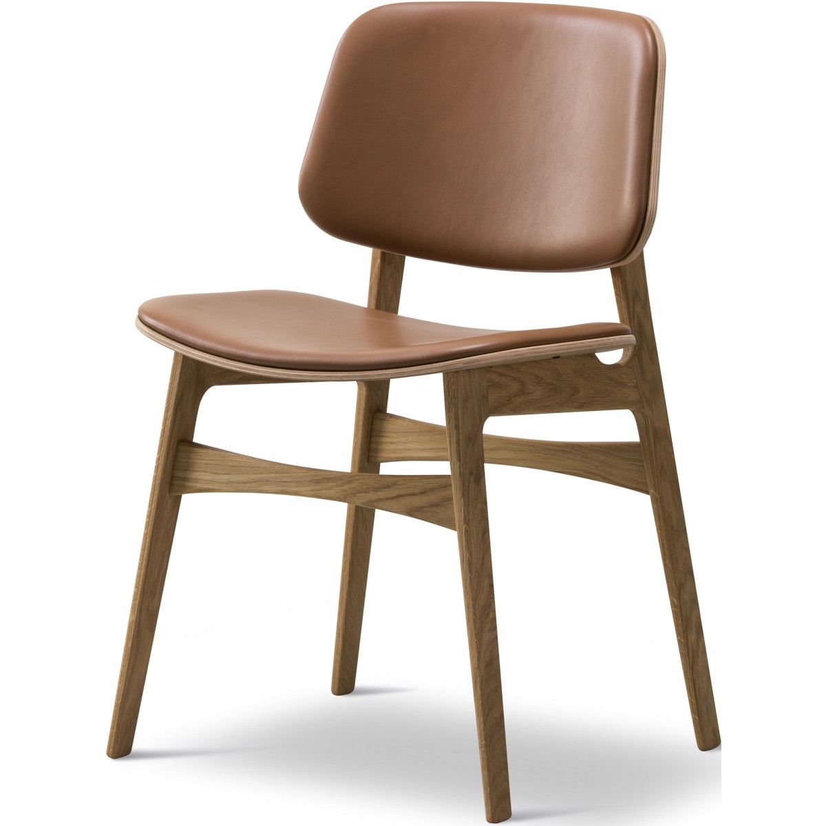 91 Nutshell Max leather + oiled oak – front upholstered – 3052 Søborg chair