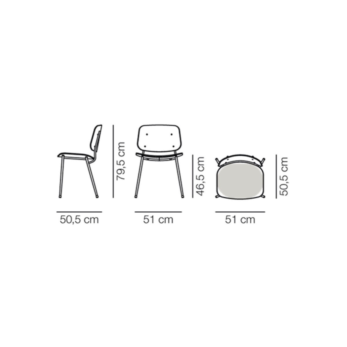 seat upholstered – Søborg chair 3061 (steel)