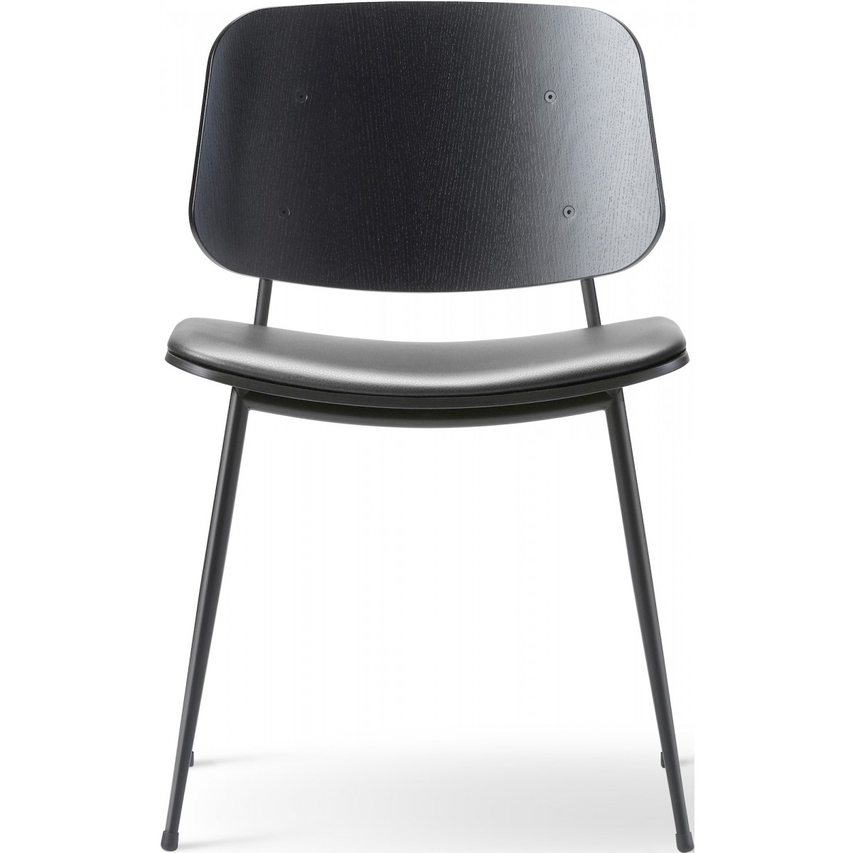ÉPUISÉ Assise rembourrée – cuir Max 98 + chêne noir vernis / noir – chaise Søborg 3061 (métal)