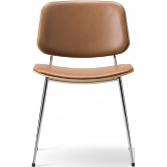 SOLD OUT Front upholstered – Max 95 leather +  lacquered oak / chrome – 3062 Søborg chair (steel)