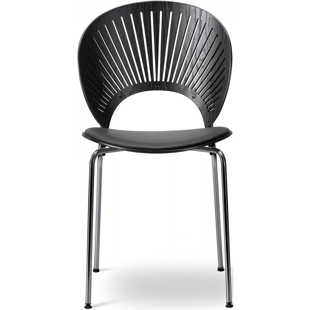 ÉPUISÉ cuir Omni 301 + frêne noir / noir – assise rembourrée – chaise Trinidad 3396