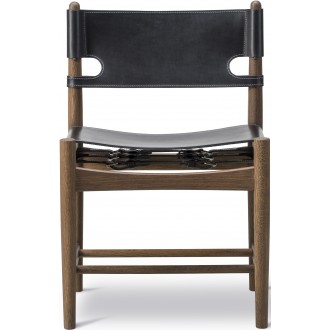 black leather / smoked oiled oak - Spanish dining chair 3237