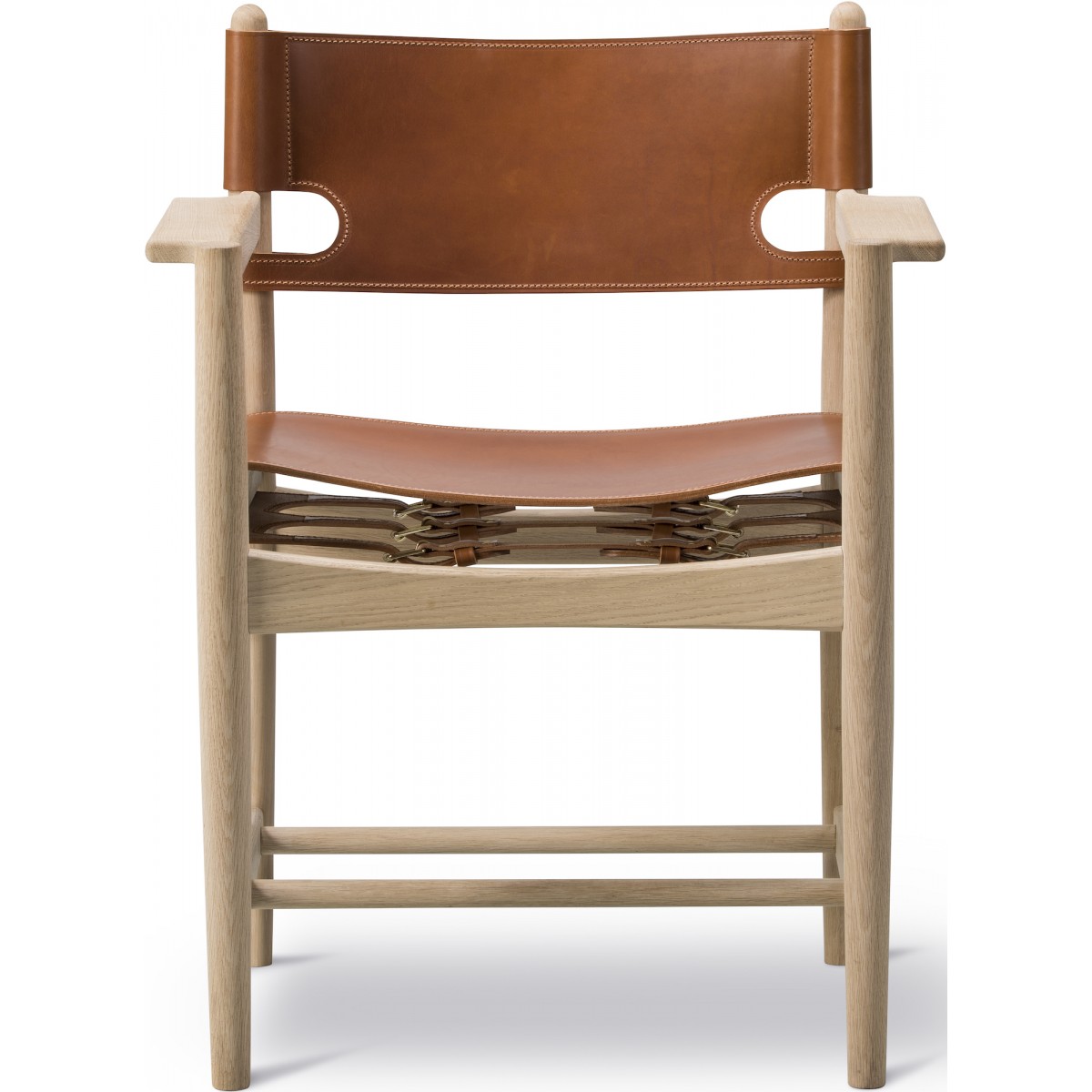 SOLD OUT cognac leather / soaped oak - Spanish dining chair 3238 (with armrests)