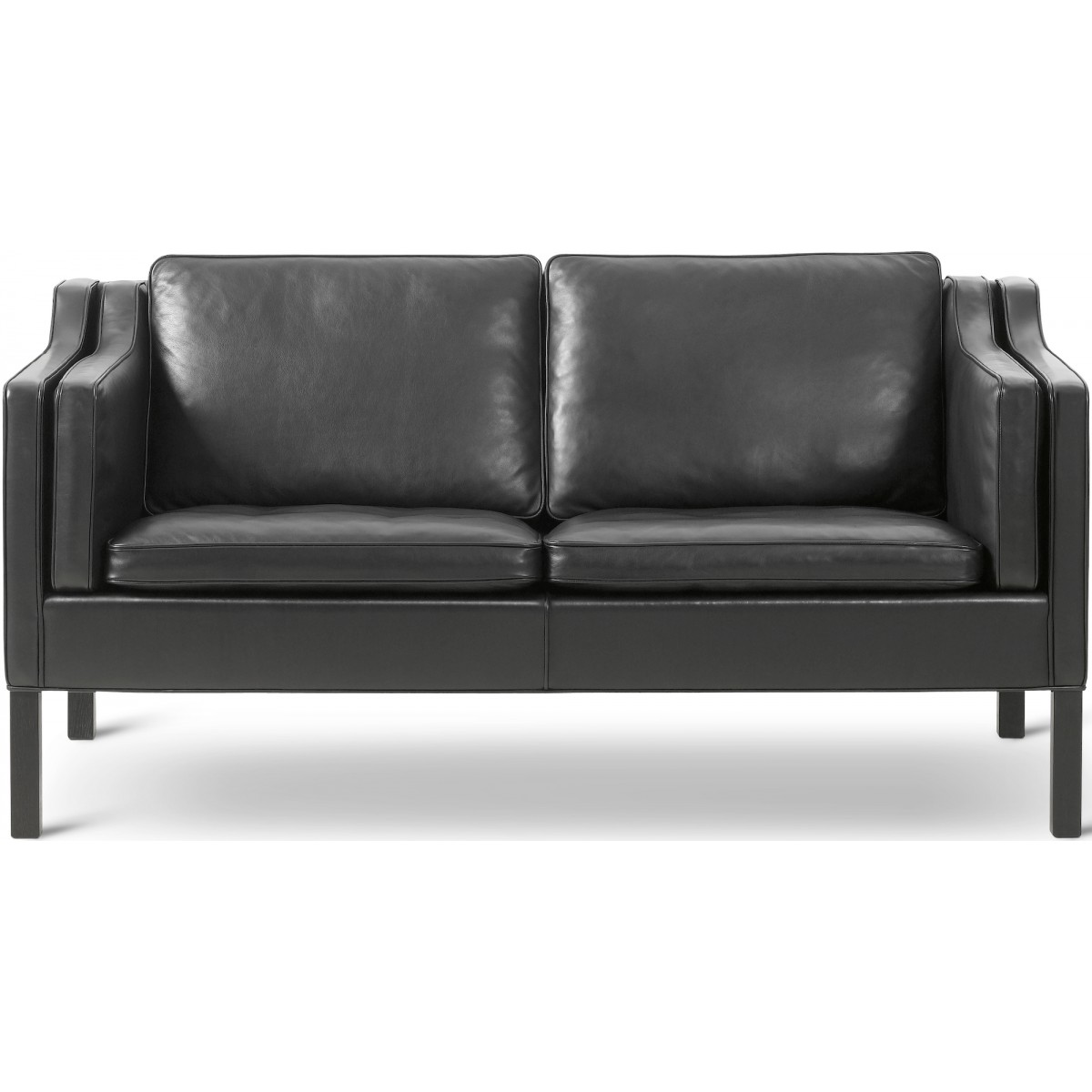 SOLD OUT Max 98 leather / black lacquered oak – 2-seater – 2212 Mogensen sofa