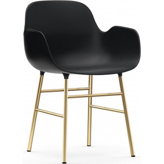 Noir / laiton – Chaise Form avec accoudoirs