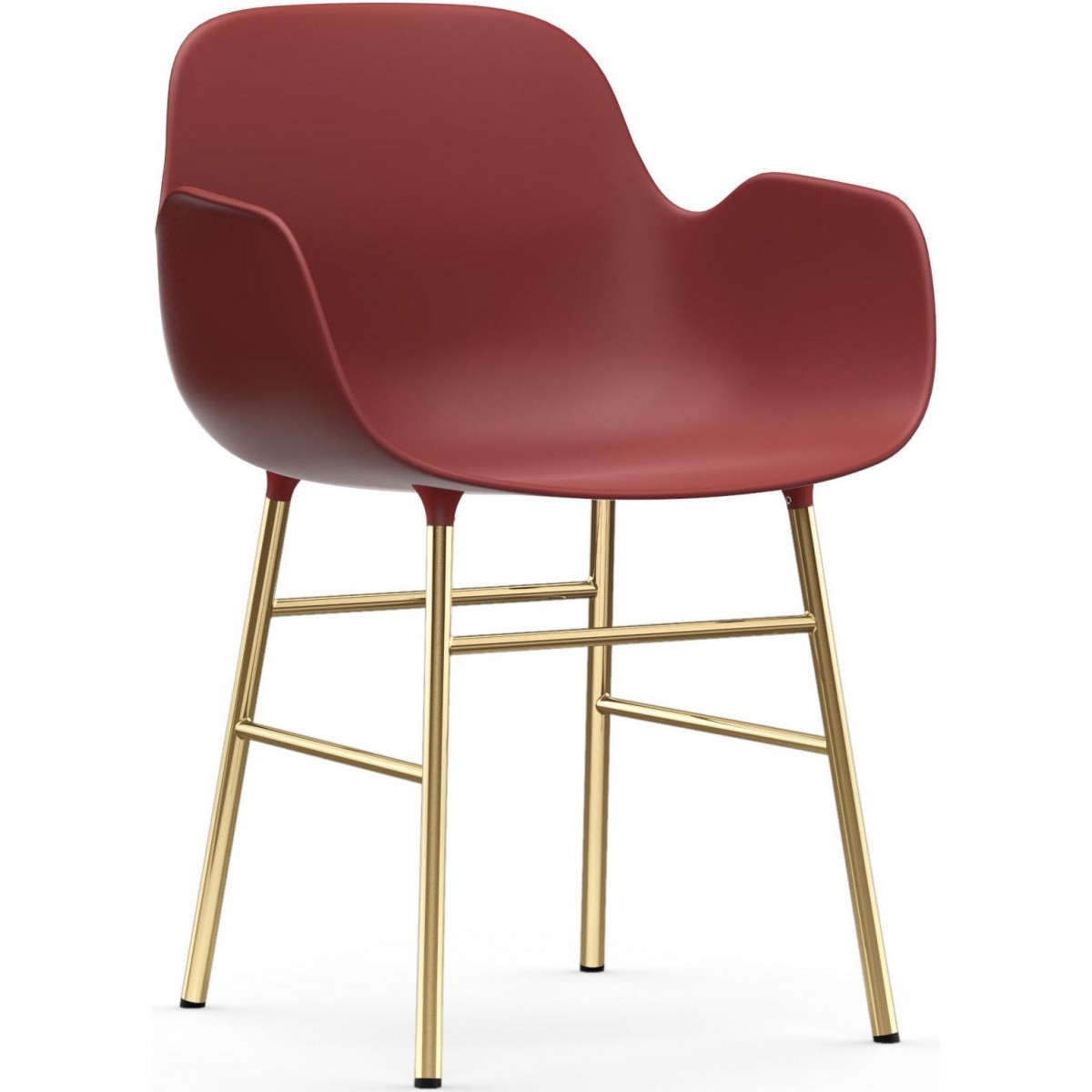 rouge / laiton – Chaise Form avec accoudoirs