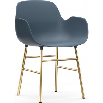 bleu / laiton – Chaise Form avec accoudoirs