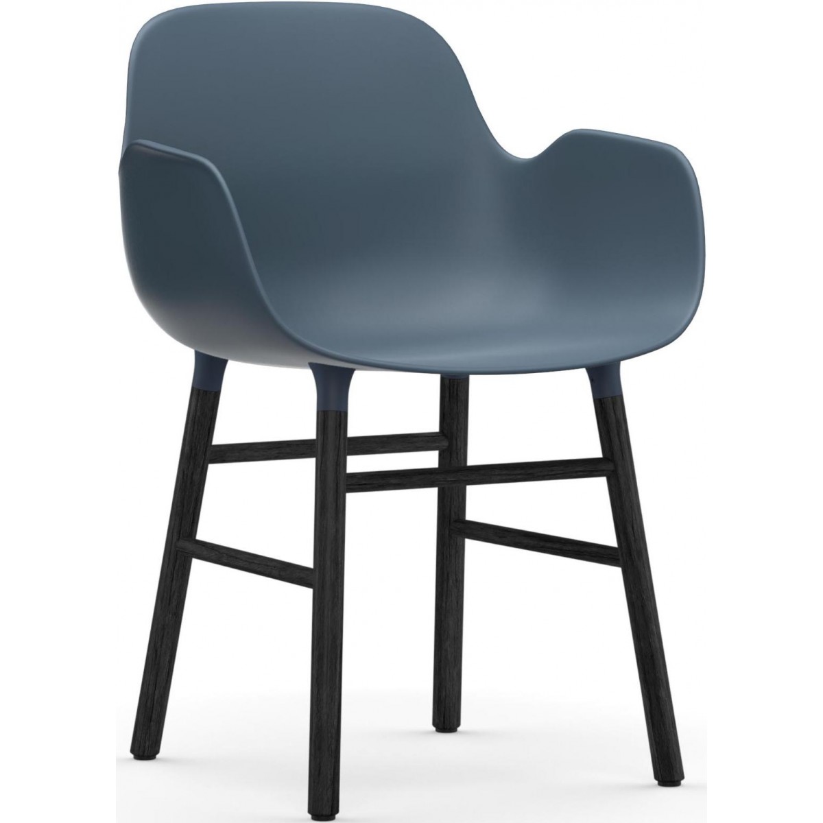 Bleu / Chêne peint en noir – Chaise Form avec accoudoirs