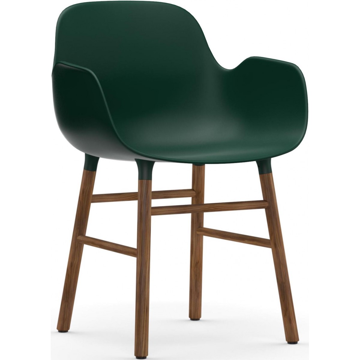 Green / Walnut – Form Chair with armrests