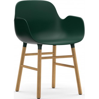 Green / Oak – Form Chair with armrests