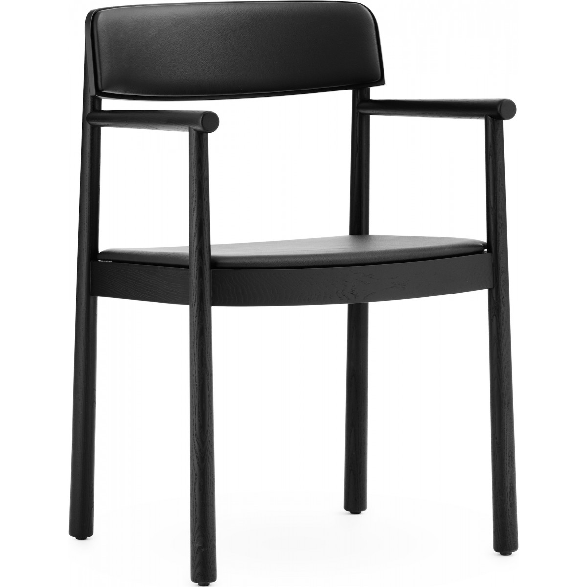 Black lacquered ash / Ultra Black leather – Timb Armchair