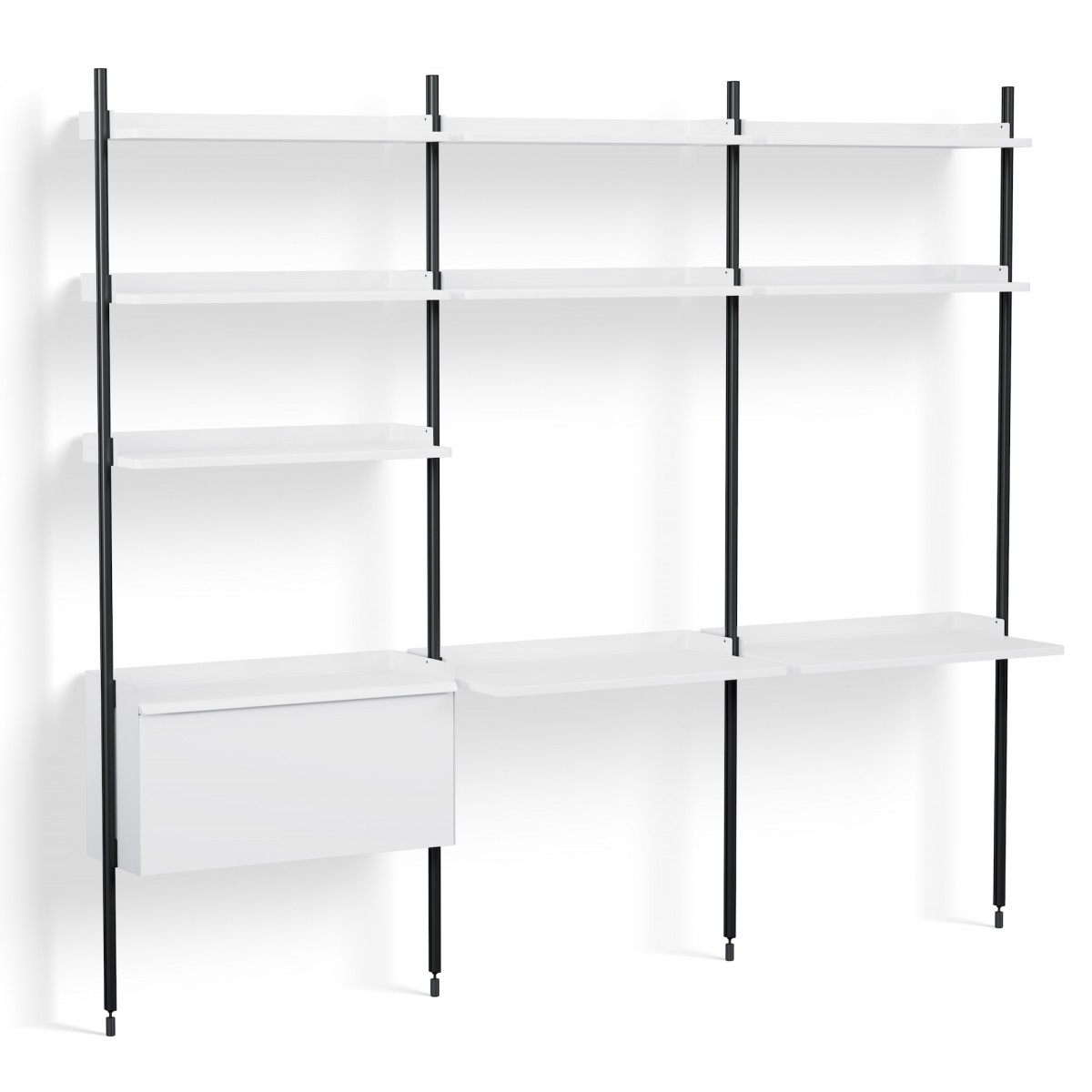 White Shelves + Black Anodised Aluminium Profiles – Pier System 13