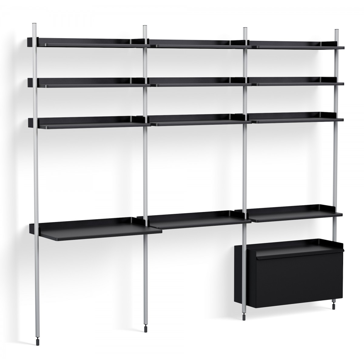 Black Shelves + Anodised Aluminium Profiles – Pier System 23