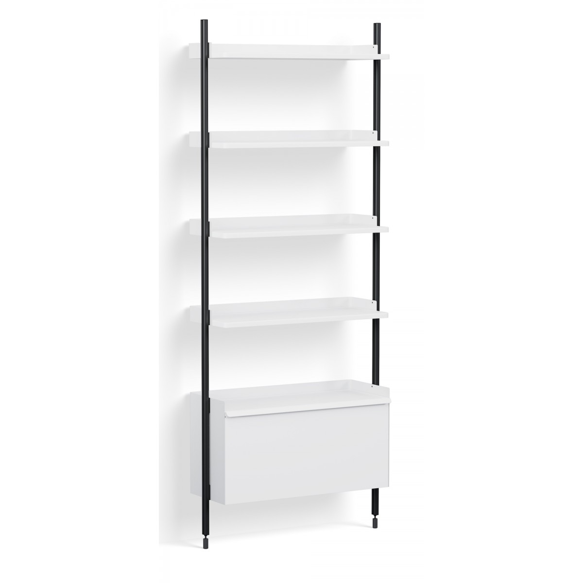 White Shelves + Black Anodised Aluminium Profiles – Pier System 121