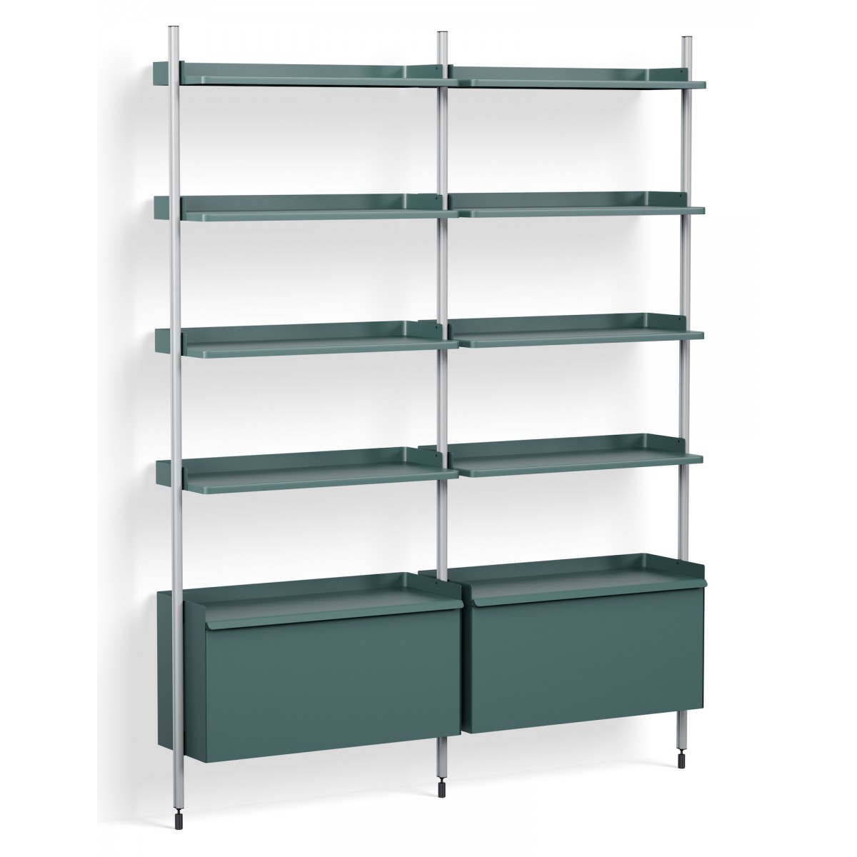Blue Shelves + Anodised Aluminium Profiles – Pier System 122