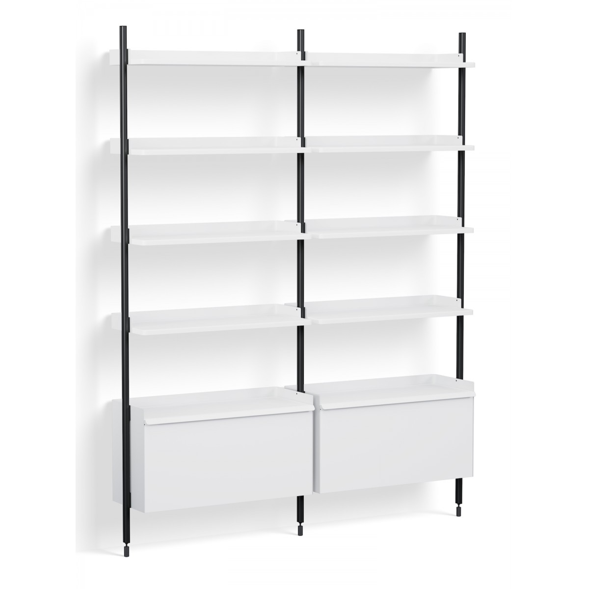 White Shelves + Black Anodised Aluminium Profiles – Pier System 122