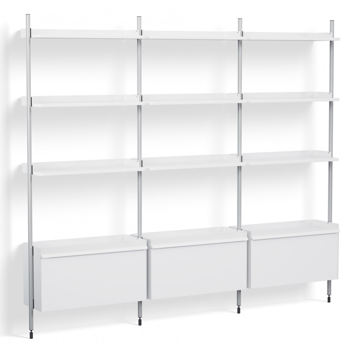 White Shelves + Anodised Aluminium Profiles – Pier System 133