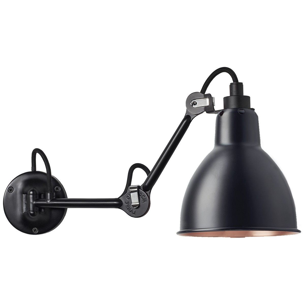 black / round black, copper inside - Gras 204 - wall lamp