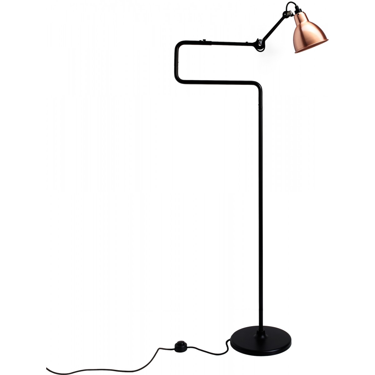 black / round copper - Gras 411 - floor lamp