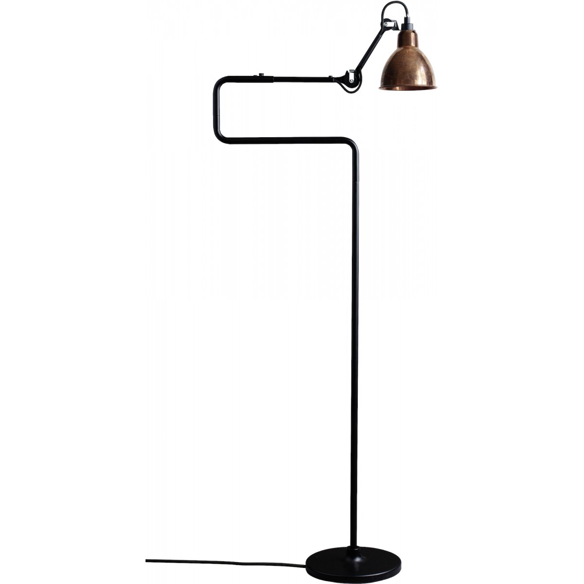 black / round raw copper - Gras 411 - floor lamp