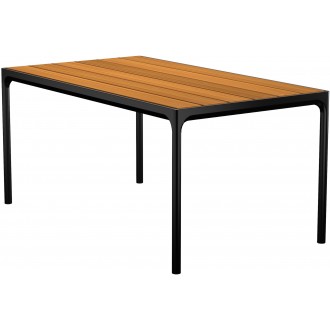 Bambou / Aluminium noir – 160 x 90 x H74 cm – table de repas Four
