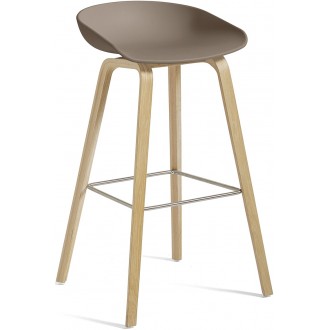 AAS32 Bar stool Khaki shell + Oak base