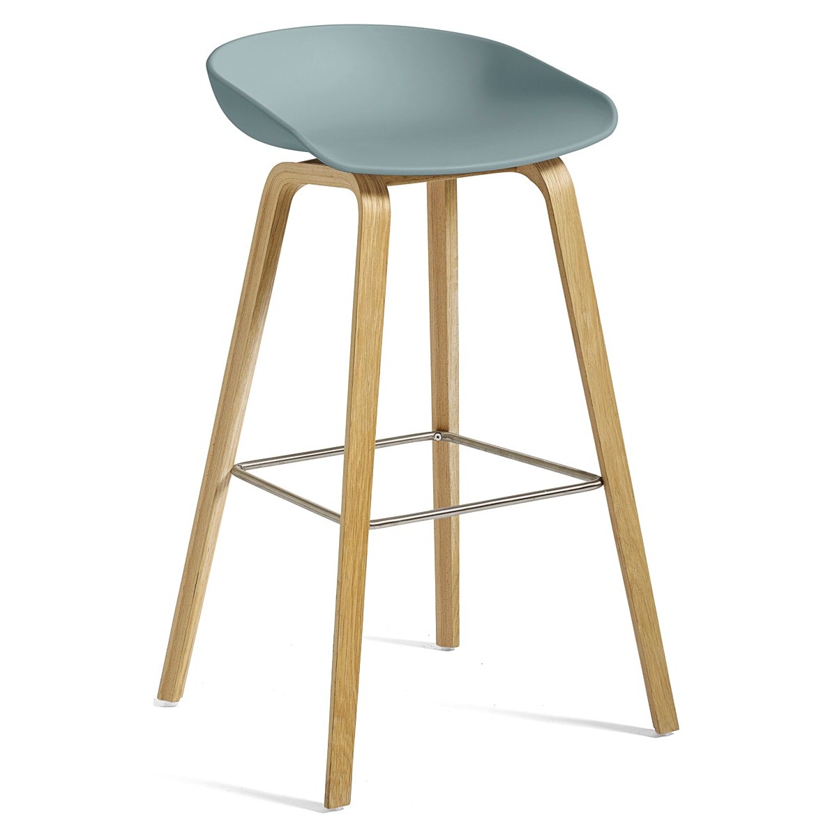 AAS32 Bar stool Dusty blue shell + Oak base