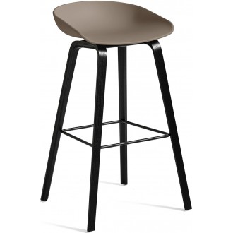 AAS32 Bar stool Khaki shell + Black stained oak base