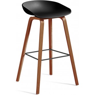 AAS32 Bar stool Black shell + Walnut base
