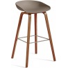 AAS32 Bar stool Khaki shell + Walnut base