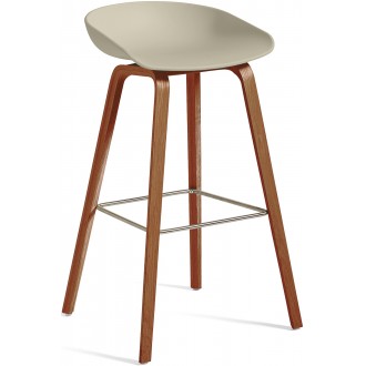 AAS32 Bar stool Pastel green shell + Walnut base
