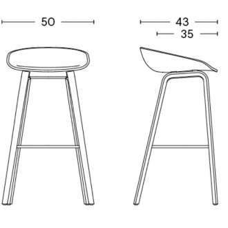AAS32 Bar stool Concrete grey shell + Walnut base