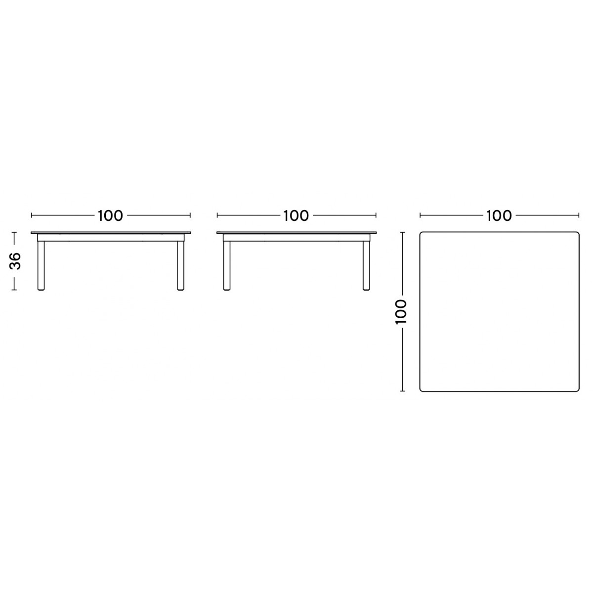 100 x 100 x H36 cm – table basse KOFI