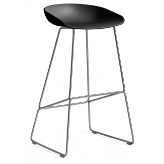 AAS38 Stool Black shell + Stainless steel base