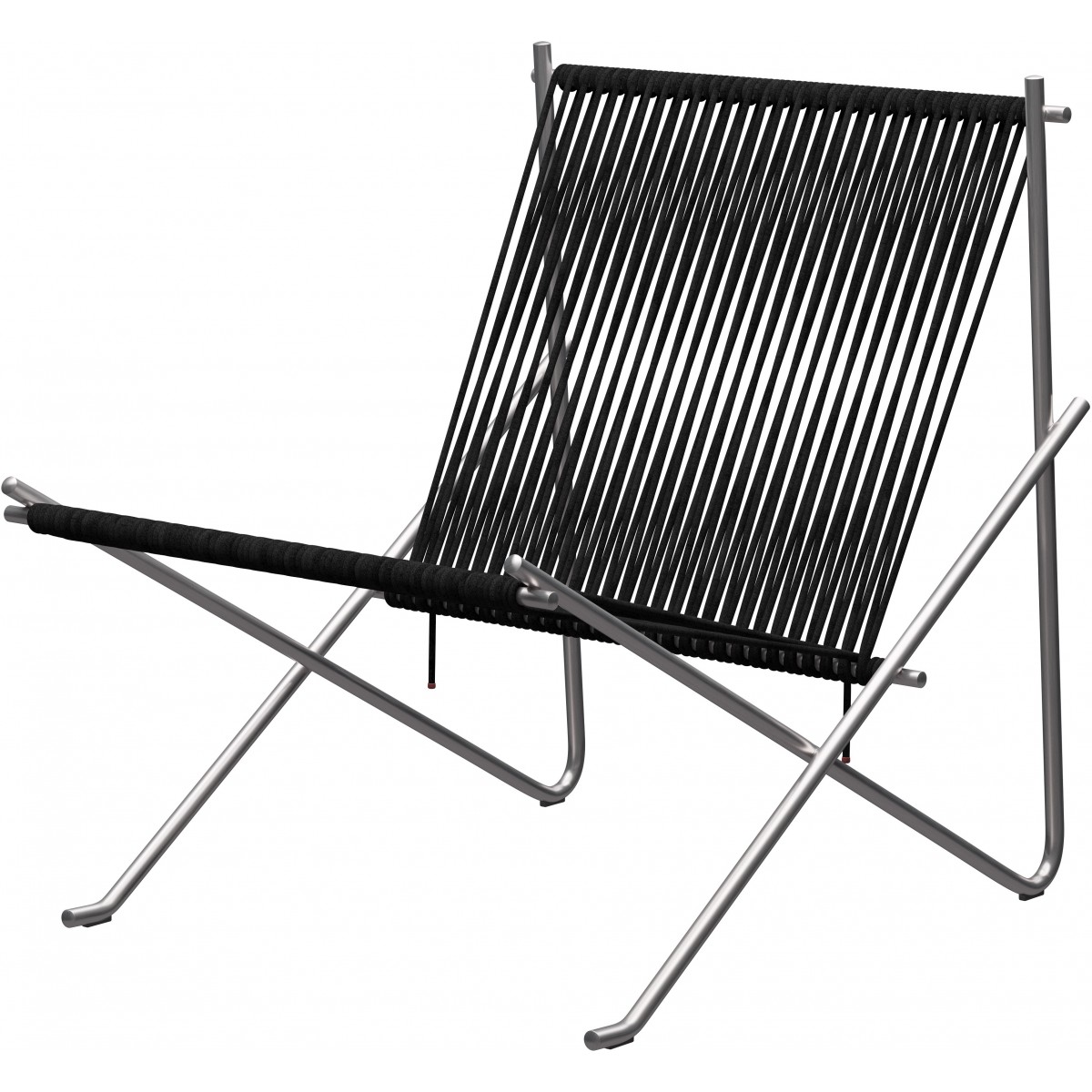 PK4 Lounge chair – Black + Brushed stainless steel