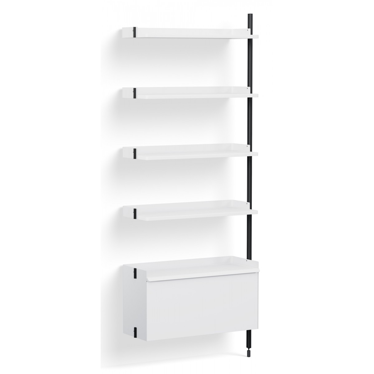 White Shelves + Black Anodised Aluminium Profiles – Pier System 120