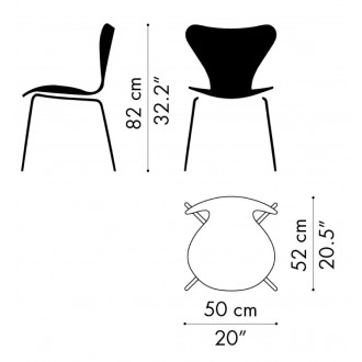 coloured ash (wood grain visible) – chair Series 7 (3107) Colour
