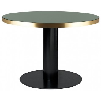 vert + piètement noir - table ronde Gubi 2.0 - plateau verre