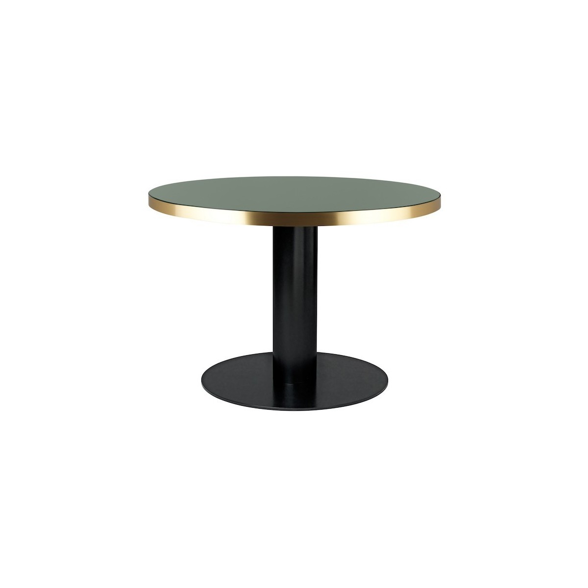 vert + piètement noir - table ronde Gubi 2.0 - plateau verre