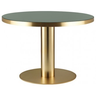 vert + piètement laiton - table ronde Gubi 2.0 - plateau verre
