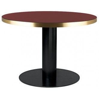 rouge cerise + piètement noir - table ronde Gubi 2.0 - plateau verre