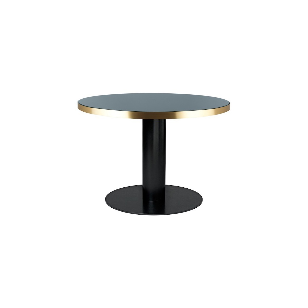 gris granite + piètement noir - table ronde Gubi 2.0 - plateau verre