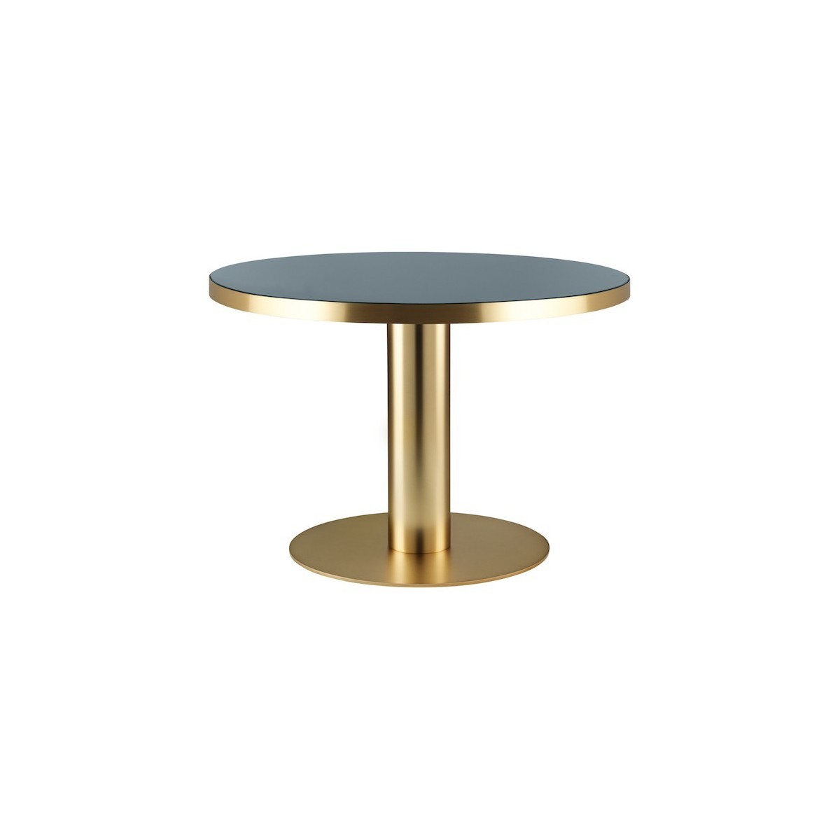 Granit grey + brass base - Gubi 2.0 round table - glass table top