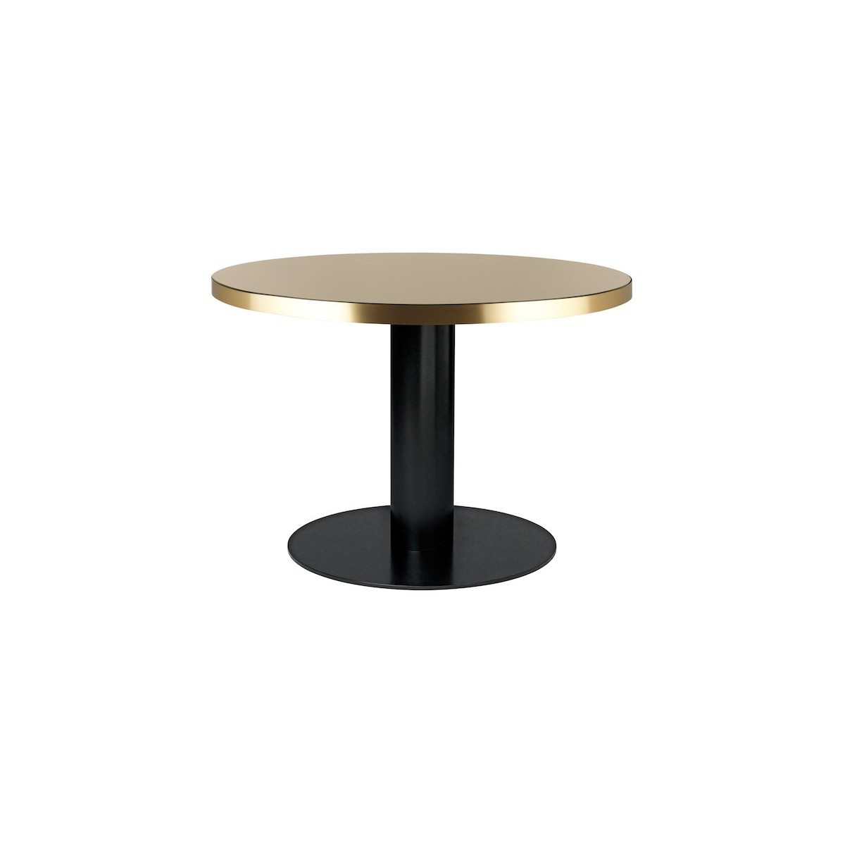 Sand + black base - Gubi 2.0 round table - glass table top