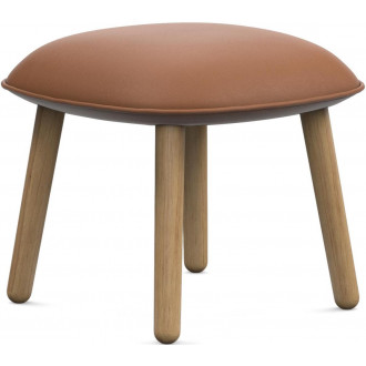 Ace footstool – Ultra brandy leather + oak base
