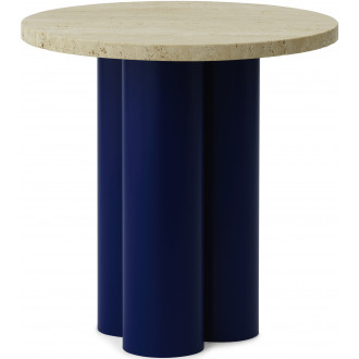Dit Table – Bright Blue Frame + Travertine Light Tabletop