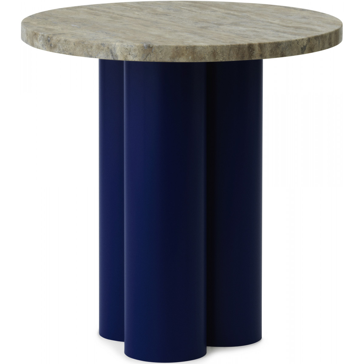 Dit Table – Bright Blue Frame + Travertine Silver Tabletop